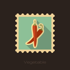 Chilli pepper flat stamp. Vegetable vector