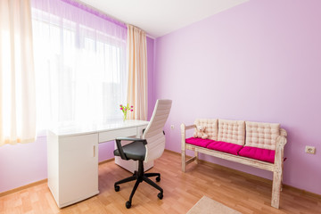 Bright Purple Children's Room in Modern Home 