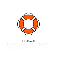 Flat vector icon lifebuoy in cartoon style isolated on white background. Orange lifebuoy equipment for rescue of drowning