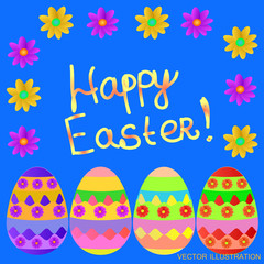 Background happy easter day with eggs. Illustration.