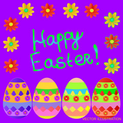 Background happy easter day with eggs. Vector illustration.