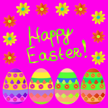 Background happy easter day with eggs. Illustration.