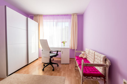 Bright Purple Children's Room in Modern Home 