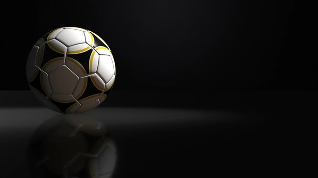 Soccerball Spinning Isolated on Black Background, seamles looping