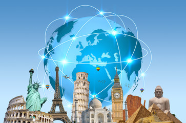 Famous landmarks of the world connected to each other