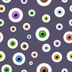 Naklejka premium Eyes seamless pattern on blue background. Eyeballs iris concept vector illustration.