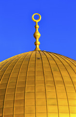 Fototapeta na wymiar Golden Dome of the Rock Islamic Mosque Temple Mount Jerusalem Israel