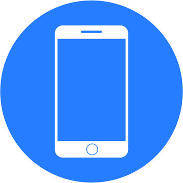 Blue smartphone design in a flat round button