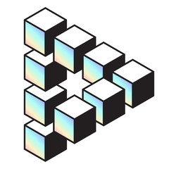 Medium penrose triangle constructed of 10 blocks. Isometric cubes for 3d designing