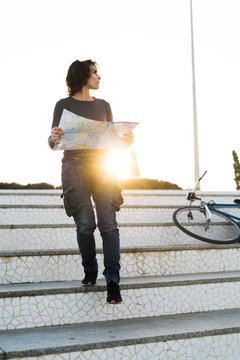 Woman looking at a map