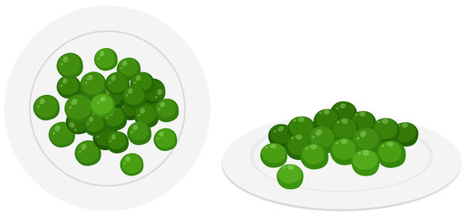 Greenpeas on white plates