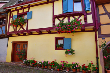 Eguisheim, France - july 23 2016 : historical village in summer