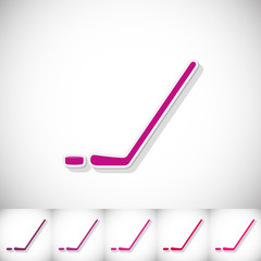 Hockey stick. Flat sticker with shadow on white background