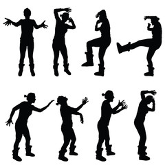 girl in various poses for violence silhouette