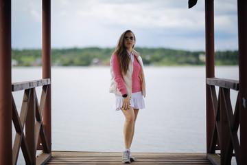 Young adult girl in spring on vacation