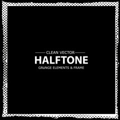 Abstract halftone dots frame, border. Vector grunge background.