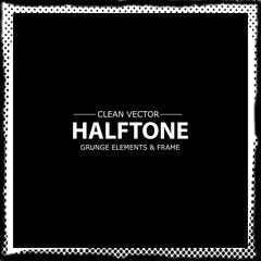 Abstract halftone dots frame, border. Vector grunge background.
