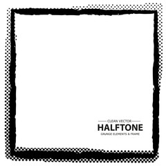 Obraz premium Abstract halftone dots frame, border. Vector grunge background.