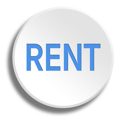 Blue rent in round white button with shadow