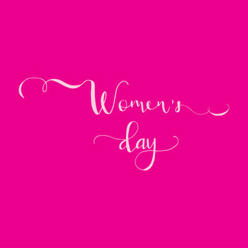 Greeting card - International Happy Women's Day. 8 March holiday background with lettering. Trendy design template for party flyer or banner. Vector illustration.