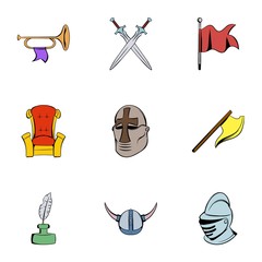History icons set, cartoon style