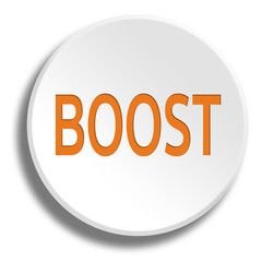 Orange boost in round white button with shadow