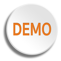 Orange demo in round white button with shadow