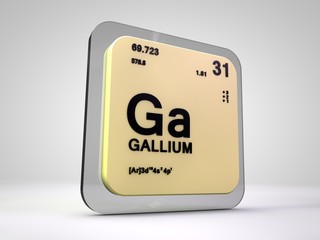 Gallium - Ga - chemical element periodic table 3d render