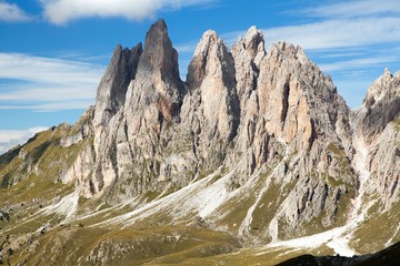 View of Geislergruppe or Gruppo delle Odle, Dolomiti