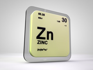 zinc - Zn - chemical element periodic table 3d render