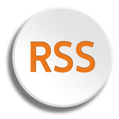 Orange rss in round white button with shadow