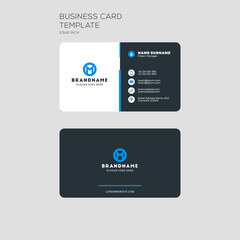 Corporate business card print template. Personal visiting card with company logo. Clean flat stationery design. Vector Illustration