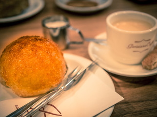 Apple ball and a coffee