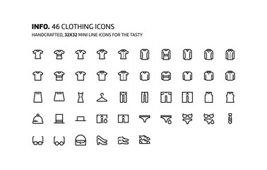 Clothes mini line, illustrations, icons
