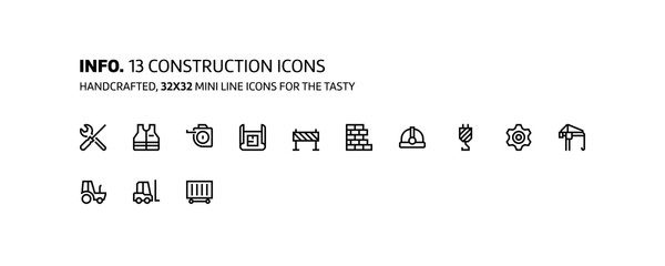Construction mini line, illustrations, icons