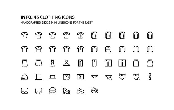 Clothes mini line, illustrations, icons