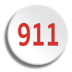 Red 911 in round white button with shadow