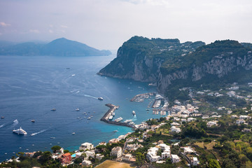 Aerial view of port on Capri Island