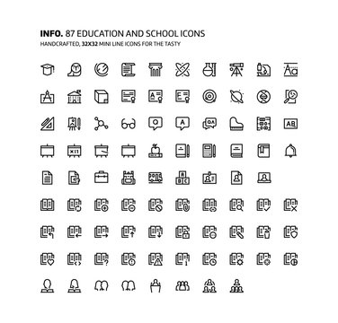 Education mini line, illustrations, icons