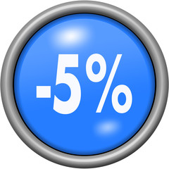 Blue design 5 percent in round 3D button
