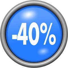 Blue design 40 percent in round 3D button