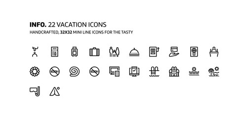 Vacation mini line, illustrations, icons
