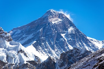 Top of Mount Everest from Gokyo valley