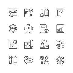 Set line icons of engineering
