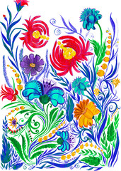 Fototapeta premium Abstract flower background, watercolor drawing on paper