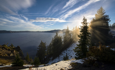  Crater Lake, Oregon - morning with fog