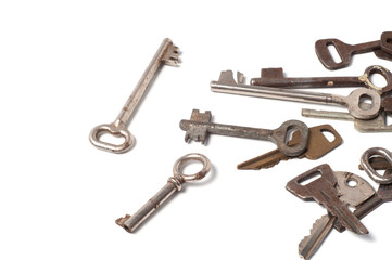 Keys of locks on a white background