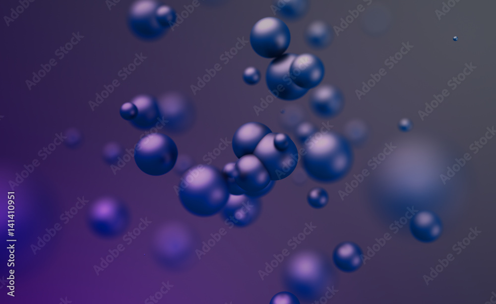 Aufkleber abstract 3d rendering of chaotic spheres. flying particles in empty space. dynamic shape. futuristic
