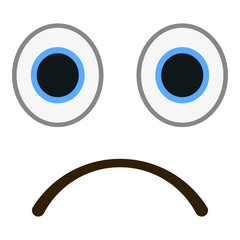 Sad emoticon in trandy flat style. Sorrowful emoji vector illustration.