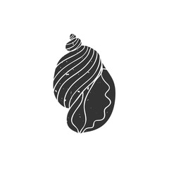 Seashell isolated on white. Vector illustration. Beach concept for restaurant menu card, ticket, branding, logo label. Black and white